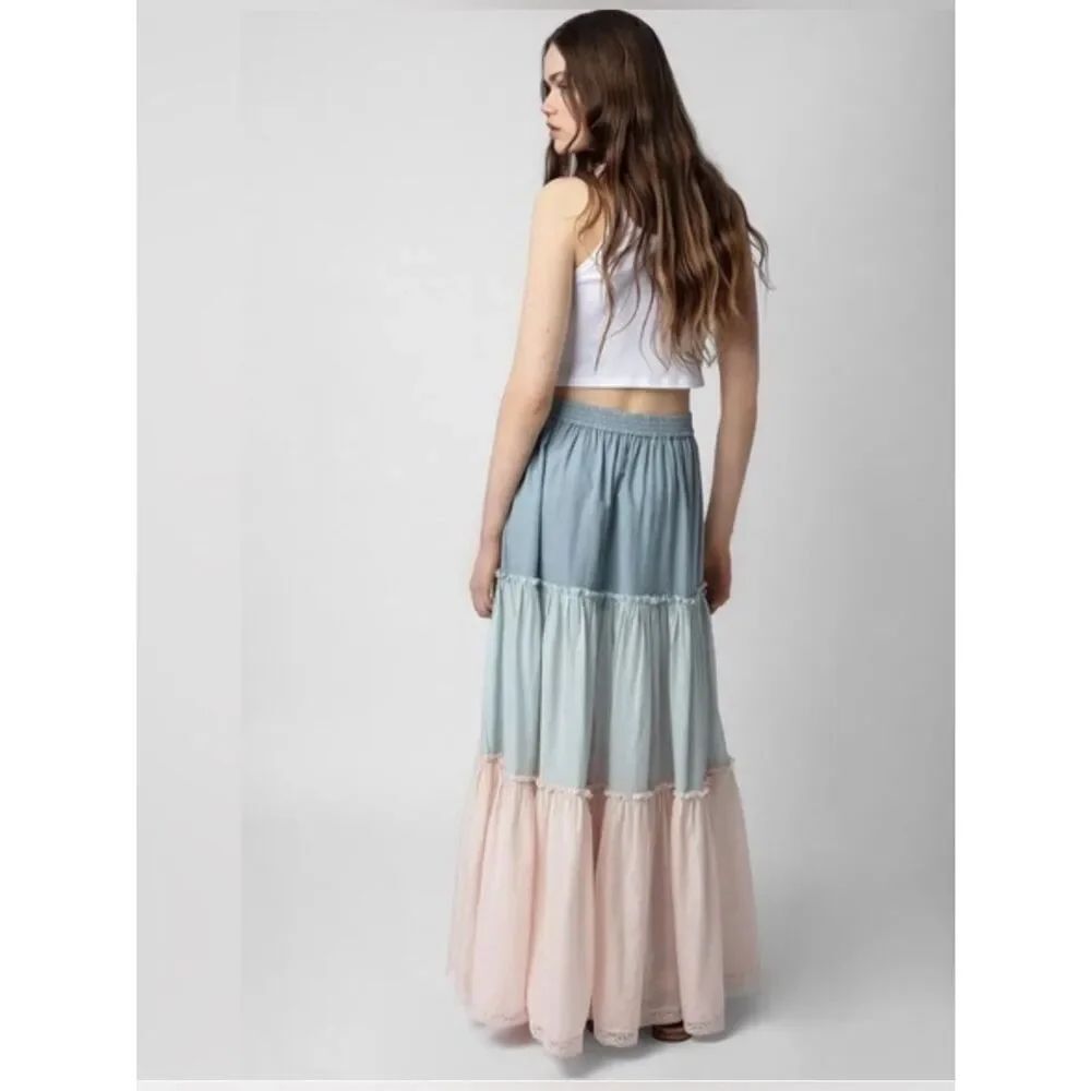 Zadig & Voltaire Jovela Tomboy Tiered Ruffled Maxi Skirt cottagecore festival 34